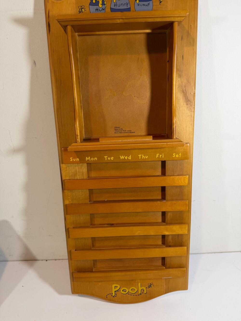 Pooh Perpetual Calendar Base ONLY 24β Shelf Wood Wall Disney Bradford Exchange